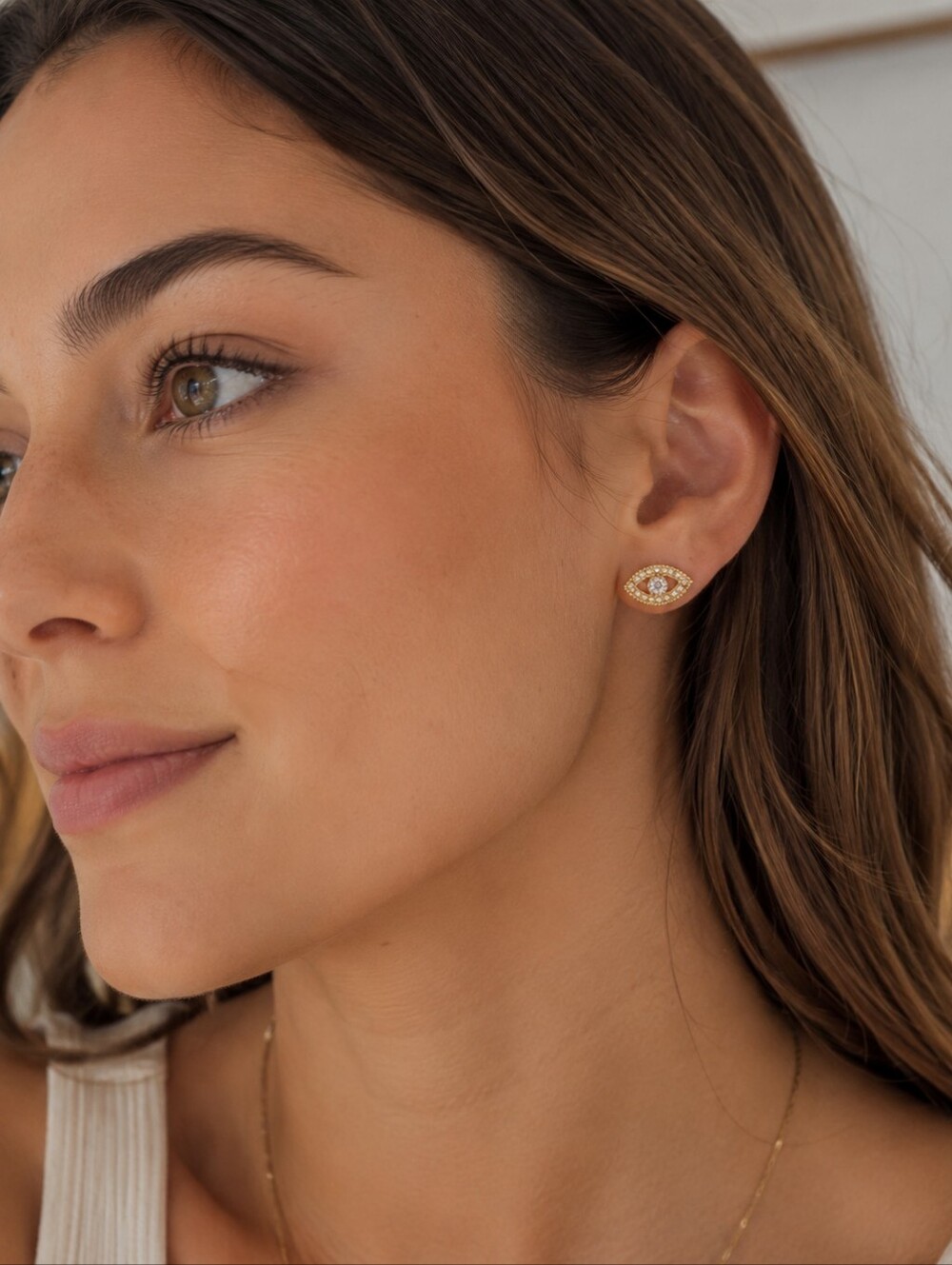 Gold Filled Evil Eye Studs | Brand New
